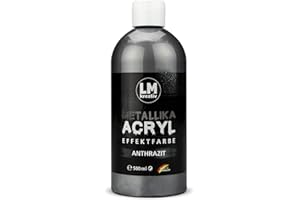 LM-KREATIV LM Metallika Pintura acrílica brillante de 500 ml con efecto metálico, pintura para manualidades, pintura decorativa metálica brillante, gris plata