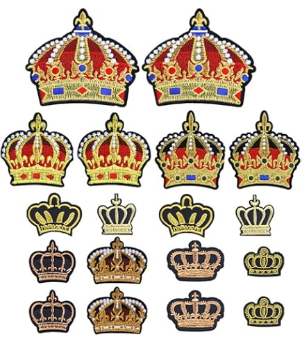 JKJF Kronen-Stickerei Patches – 12 Stück, Gold, Zum Aufbügeln/Nähen Für Kleidung & Taschen