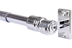 Bestgoodies Cafehausstange Gardinenzubehör ausziehbare Scheibenstange Gardinenstange, Schlichte Fensterdekoration in vielen verschiedenen Ausführungen verfügbar (Silber - Chrom Glanz, 50-85 cm)