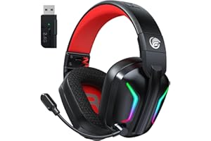 Fachixy FC300 Wireless Gaming Headset with Mic - Bluetooth and 2.4GHz USB Gaming Headphones with 50Hr Battery & 3D Stereo Sound - For PS5, PS4,PC, Switch, Mobile, Red