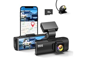 REDTIGER Dash Cam 4K/2.5K Anteriore e Posteriore, Dashcam STARVIS 2, Schermo IPS da 3,18 Pollici, Scheda da 128 GB Inclusa,WiFi 5,8 GHz,GPS,WDR Grandangolare a 170,Supporta Fino a 256 GB(F7NP)