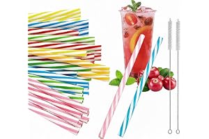 72 st. återanvändbara plastsugrör med 2 rengöringsborstar | Återanvändbara biologiskt nedbrytbara sugrör i PP-plast med 2 ren