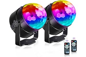 UKING Discokugel, U`King Disco Licht LED Party Lichter Musikgesteuert Disco DJ Party licht 360° Rotierende Ball Lights 3W RGB Bühnenlichter mit Fernbedienung für Home Kinder Geburtstag Club Weihnachten