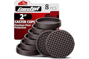 EZPROTEKT Furniture Coasters - 2” Non Slip Furniture Pads for Hardwoods Floors, 8 PCS Round Rubber Non Skid Furniture Caster Cups, Anti Slide Furniture Feet Floor Protectors for Bed Couch Stoppers (Brown)