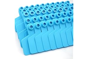 MOGOULUA 100 Stück leere Ohrmarken für Rinder, 7,9 cm L x 6,1 cm B, blaue Ohrmarke, Tierkennzeichnungsmarken in TPU, Nutztiermarken-Etiketten, Bauernhof-Werkzeuge für Kuh, Schwein, Schafe