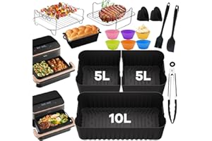 LAISLLA Akcesoria do frytkownicy na gorące powietrze Cosori Dual Blaze Twinfry XXL 10 l, akcesoria Airfryer, 2 × 5 l, silikonowa forma do frytkownicy na gorące powietrze, akcesoria 10 l