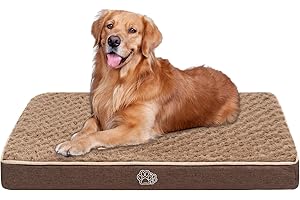 EMPSIGN Legowisko dla psa, nadaje się do prania, ortopedyczne legowisko dla psa ze zdejmowaną pokrywą, dwustronna mata dla psa, ciepła i fajna, legowisko dla zwierząt domowych, dla dużych średnich małych psów, 122 x 76 x 7,5 cm, brązowa