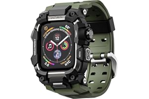 ULTIMAL Robuste Schutzhülle mit Armband für Apple Watch 44 mm 45 mm - Kompatibel mit Apple Watch Series 9/8/7/6/5/4/SE/SE2/SE3 - Militärisch geprüfte stoßfeste Schutzhülle für iWatch