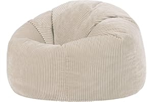 ‎ICON Icon Kingston Sitzsack Cord, Beige, Sitzsack Erwachsene mit Füllung, Bean Bag, Cord Sessel, Lounge Sessel, Lounge Stuhl, Schlafzimmer, Wohnzimmer, Wohnzimmer Möbel