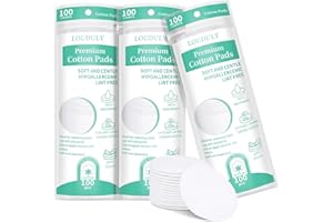 LOPHE Cotton Pads Round, Pack of 300 Cotton Pads for Make-Up, Extra Soft and Lint-Free Cotton Pads, Double-Sided Available for Make-Up, Salon, Lotion