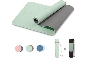 HERUI Yoga Mat Alignment Lines Anti-Slip Exercise Mat with Carrying Bag Fitness Mat for Pilates 183CM*61CM*6MM Thickness for Woman Man Beginners