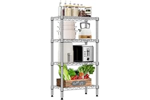 M MZG 1000 lbs 4 Tier Shelf Metal Storage Shelves Wire Rack Closet Organizers with PP Board for Garage Kitchen Bathroom Laundry Chrome 30 x 55 x 100.3 cm