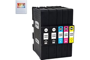 ATTA 5 Pack SG400 SG800 Sublimation Ink High Yield Heat Transfer Sublimation Ink Cartridges Compatible with Sawgrass Virtuoso SG400 SG800 Printer Ink(2 Black,1 Cyan,1 Magenta,1 Yellow)