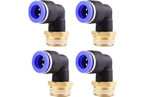 ANGEEK 4 piezas 12mm 1/2" PT Racores neumáticos en codo de 90° con rosca macho Racores rápidos neumáticos para mangueras Push-in Conexión de aire comprimido Push-in