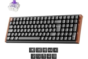 Keychron K4 HE 96% Wireless RGB Hall Effect Keyboard - Gateron Magnetic Switches, Rapid Trigger, QMK, Bluetooth 5.2 & 2.4GHz - Aluminium & Rosewood Frame (Black) - for Mac/Windows/Linux - UK Layout