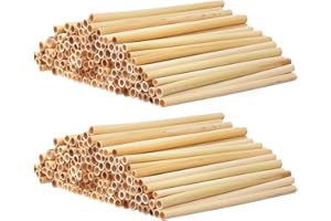 Mipcase 200PCS Mason Bee House Tubes:Reed Nest Tubes Refill Mason Bee Hollow Nesting Reed Tubes Inserts Replacement Liners Hotel House Box for Outdoor Beekeepers Solitary Bee Hive Supplies