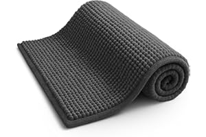 KEPLIN Tapis de Bain antidérapant en Microfibre Doux et Confortable avec Design Lavable en Machine, Absorbant l'eau et séchage Rapide pour Garder la Salle de Bain hygiénique et Propre (Gris)