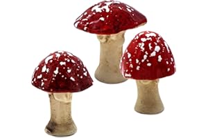 ‎SPETEBO Spetebo Steingut Deko Pilz Gartenfigur 6 cm zum Hinstellen - 3er Set - Fliegenpilz Dekofigur zur Herbstdeko - Gartendeko Pilzfigur Waldpilz Dekofigur Gartenfigur Blumentopf Aufsteller wetterfest