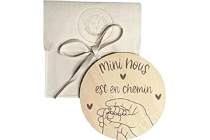 Moonbaby Annonce grossesse carte en bois Papa Mamie Papi Tata Tonton Arrière Grand-Mère Arrière Grand-Père avec pochette (Mini nous est en chemin)