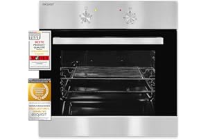 Exquisit Einbaubackofen EBE 555-1.1 | 62 L Garraum | Backofen Einbaugerät Edelstahl-Design | Energieklasse A | Einbau Backofe