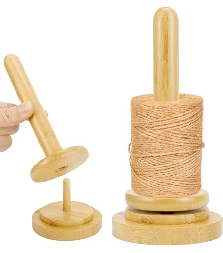 Dérouleur De Laine Magnétique En Bois – Support Bobine Rotatif – Pour Tricot, Crochet – Avec Coupe-Fil – Couleur Rétro - 4
