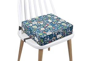 AQASH Siège rehausseur de salle à manger en toile lavable avec 4 sangles pour table à manger, coussin de voyage portable (vert forêt)