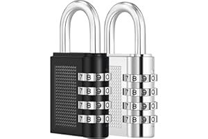 ZHEGE Combination Padlock, 4 Digit Code Padlock for Gym Locker, Weatherproof Padlocks with Code Outdoor for Fence, Gate, Sheds, Garage Door, Number Padlock (2 Pack, Black and Sliver)