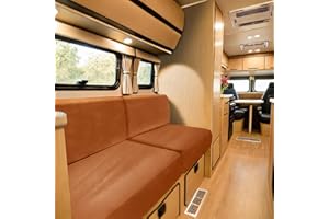 SYLC Samt Bezüge Für Wohnwagenpolster, rutschfeste Wohnmobil Sitzbezüge Mit 2 Cord, Sofa Sitzkissenbezug Für Schonbezug Wohnwagen Polster (orange,Rectangle M)