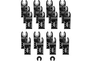 Nuovoware 20PCS Lame de Scie Oscillante, 34mm Accessoires d'Outils Oscillants Multifonctions en Acier à Haute Teneur en Carbone, Saw Blades Accessoires Kit à Libération Rapide pour Bois/Métal - Noir
