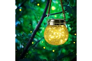 Lanterne Solaire Extérieur, ZVO 30 LED Lampe Boule Suspendue Solaire, éclairage Jardin en Verre Craquelé, Lumières Mason Jar Décoration étanche Intérieur pour Patio Fête Cour Noël Pelouse
