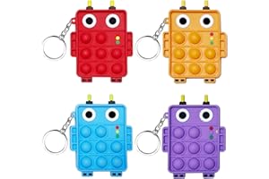 Steemjoey 4 szt. Mini Pop Push It Fidget Zabawka Breloczek, kolorowy silikonowy bąbelek bąbelkowy Pop Zabawki sensoryczne, wyciskanie Silikonowy Pop Bubble Autyzm, zabawki antystresowe dla dzieci