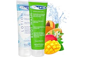 TRISWIM - Pacchetto di Cura del Corpo per la rimozione del Cloro per nuotatori, Lozione Corpo Anti Cloro, Bagnoschiuma per la Rimozione del Cloro, Docciaschiuma After Swim Care (250+251 ml)
