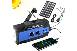YGiTK Kurbelradio AM/FM Tragbare Solar Radio 4000mAh Akku, Mit LED Taschenlampe & Leseleuchte, SOS Alarm Für Wandern, Camping, Ourdoor, Notfall