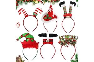 BUOAZR 6 Pezzi Cerchietto Natale, Cappello Elfo Cerchietto Natale, Copricapo di Celebrazione, Capelli Feste, Accessori Per Feste(taglia unica,Adulti E Bambini)