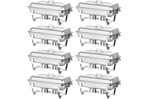 Jacgood Chafing Dish Profi Set Toulouse, Edelstahl Warmhaltebehälter, Speisewärmer, Rechaud, Chafing Dishes für Catering, Buffet und Party (8 Packung)