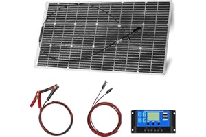YINGGUANG 100W Flexible Solar Panel, carga Solar Monocristalina con controlador de 10A, salida USB para cargar baterías de 12v 24v (gel AGM ventilado) - para caravana, autocaravana, barco, techo