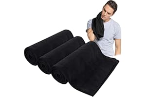 JISRKP 3 Pack Microfibre Sports Gym Towel, Super Soft and Absorbent Sports Towel, Sweat Towels for Gym, Fast Drying & Absorbent Workout sports towel Fitness, Yoga, Camping(Black)