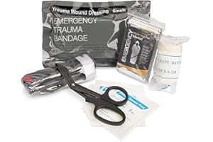 KITGO Medical Kit Bleeding Control Kit Accessories Including Tourniquet Kit, Israeli Bandage 6 in, Emergency Blanket, Trauma Scissors, Sterile Gauze Pad, Perfect for Home, Car, Outdoor Hiking