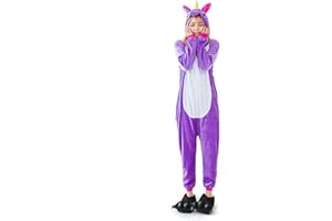 Kauson Unisex Einhorn Pyjamas Onesie Karton Animal Cosplay Fasching Kostüm Warm Gefüttert Body Overall Tier Nachtwäsche Kigurumi Karneval Halloween Weihnachten Xmas Pyjamas Sleepwear