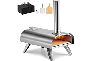VonHaus Pizza Oven Outdoor – For Tabletop with Accessories, Peel, Chopping Board, Cutter, Storage Bag – Stainless Steel, Pell