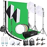 Fotostudio Set, FGen Baumwolle Greenscreen Set 2.6Mx3M Fotostudio Hintergrundsystem mit 135W CFL Fotolampe 85W LED Fotolampe