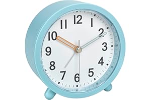 TFA Dostmann Sveglia analogica con movimento silenzioso, 60.1043.20, orologio da tavolo, funzionamento a batteria,snooze, retroilluminazione, facile da leggere, turchese