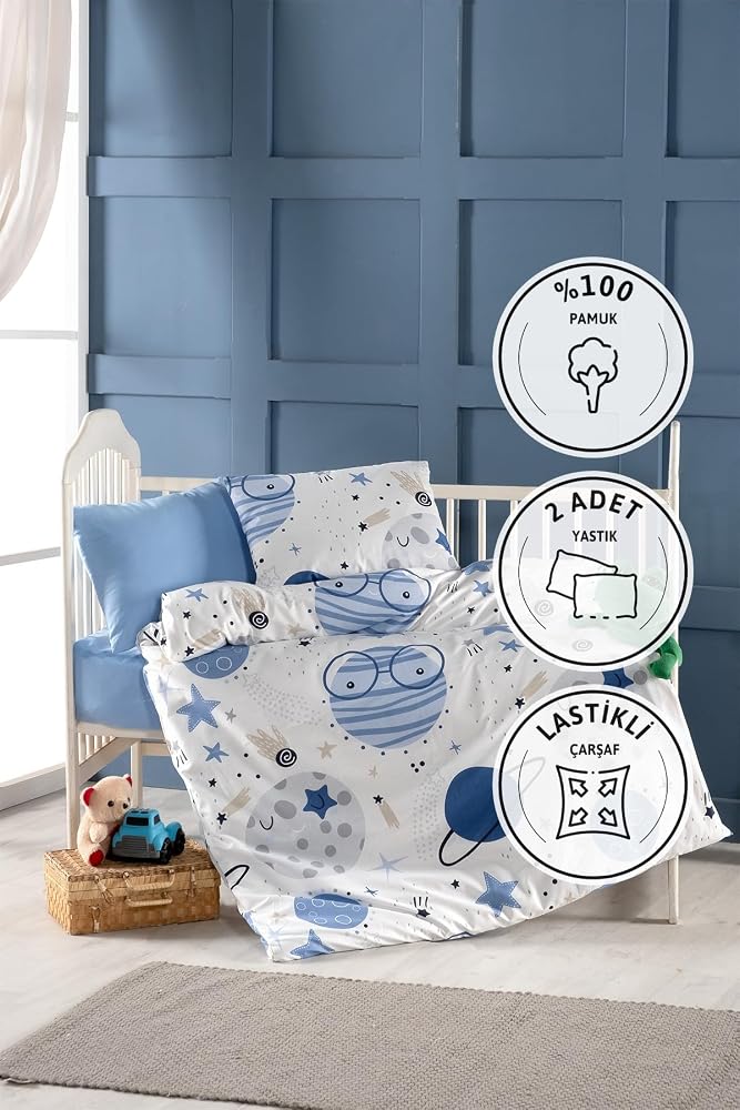FAVORA Astromini%100 Pamuk Bebek Nevresim Takımı - Mavi, F2229