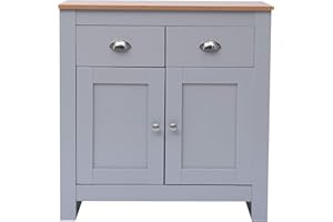 Kingwudo® White/Grey Living Room 2 Drawers 2 Doors Cupboard with Storage Free Standing Cabinet,79x35x81cm (grey)