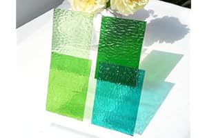 CHICSHIS Transparent Green Stained Glass Sheets for Craft – 4 Pack 6x4 inch Colored Cathedral Glass Textured Sheets for DIY Mosaic Projects and Art Panels
