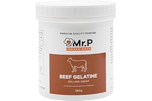 Mr.P Ingredients Beef Gelatine 250g 250 Bloom Powder Unflavoured Stabiliser Gelling Aerating Agent Instant Gluten Free Non-GMO Halal (Recyclable Pot)