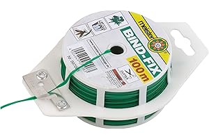 MASIDEF Fil de jardinage en fer plastifié vert, mesure 100 m avec distributeur et appareil coupe fil, pour jardin, floriculture, bricolage