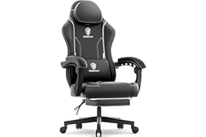 Dowinx Chaise de Gaming Racing - avec Coussin de Printemps - Ergonomique - avec Massage Lombaire - en Cuir synthétique - Dossier élargi - 150 kg - Noir