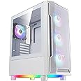 GAMDIAS PC Case, ATX Gaming Mid Tower, Tool-Free Tempered Glass Side Panel, Pre-install 4 x 120 ARGB Fan, Airflow Mesh Front, 3 sided Underglow, White