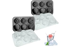 NEWBINN 2x Eiswürfelform Silikon mit Deckel Rose und Herzen, BPA Frei Eiskugelform für Whisky Cocktails Bier Gekühlte Getränke ice Cube Tray, Auslaufsicher 5cm Groß Eiswürfelbehälter
